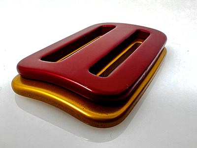 Safety buckle after processing shiny safety buckles stacked vertically