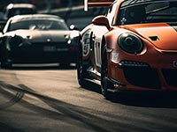 two cars racing